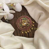 Vriksham Elegant Peacock Bun Billai-Jada Billai-Red White-Gold Bead-G17187