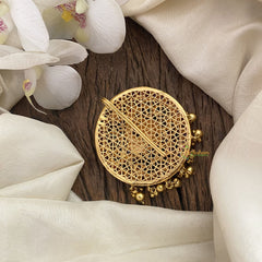 Vriksham Elegant Peacock Bun Billai-Jada Billai-Red White-Gold Bead-G17187