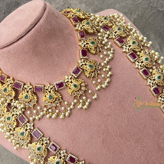 Vriksham Ruby and Emerald Stone Guttapusalu Bridal Set-G18181
