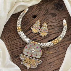 Statement Silver Hasli with Pastel White Pendant - J1875