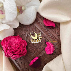 Vriksham Indian Bridal Leaf Style Green Red Kundan Jadau Septum Ring-J4089