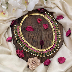 Vriksham Exquisite Jadau Kundan Short Neckpiece-Green Off White Beads-J2602