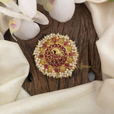 Vriksham Antique Cluster Pearl Peacock Bun Billai-Jada Billai-Red-G17191