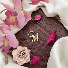 Vriksham  Pear Drop Style Gold-Toned Kundan Jadau Septum Ring-White-Pearls-J3922