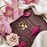 Vriksham  Pear Drop Style Gold-Toned Kundan Jadau Septum Ring-Green-Pearls-J3923