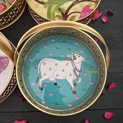 Vriksham Golden Pichwai Basket-Set Of 4-RG267