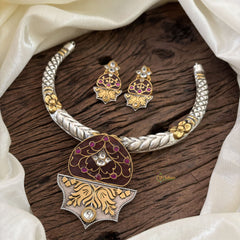 Statement Silver Hasli with Brown Pendant - J1876