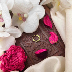 Vriksham Ethnic Gold-Plated Flower Style Septum Ring- Red White & Green-G21466