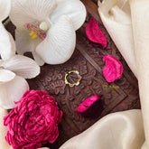 Vriksham Ethnic Gold-Plated Flower Style Septum Ring- Red White-G21467