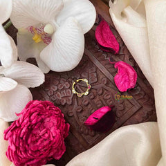 Vriksham Ethnic Gold-Plated Flower Style Septum Ring- Red White-G21467