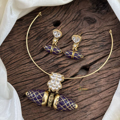 Statement Silver Hasli with Pastel Purple Pendant - J1878