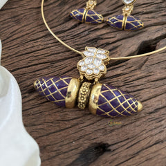 Statement Silver Hasli with Pastel Purple Pendant - J1878