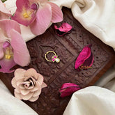 Vriksham Trio Shape Gold-Toned Kundan Jadau With White Red Septum Ring-J3890