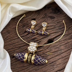 Statement Silver Hasli with Pastel Purple Pendant - J1878