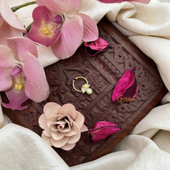 Vriksham Trio Shape  Gold-Toned Kundan Jadau With White Septum Ring-J3892