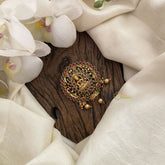 Vriksham Premium Kemp Stone Lakshmi Jada Billai-Red Green-Gold Bead-G17182