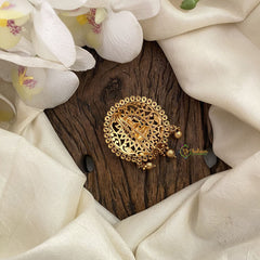 Vriksham Premium Kemp Stone Lakshmi Jada Billai-Red Green-Gold Bead-G17182