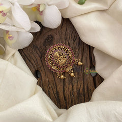 Vriksham Premium Kemp Stone Lakshmi Jada Billai-Red-Gold Bead-G17181