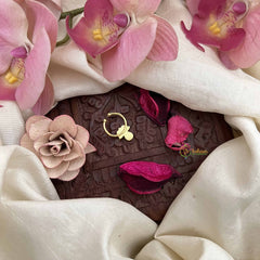 Vriksham Trio Shape Gold-Toned Kundan Jadau With White Green Septum Ring-J3889