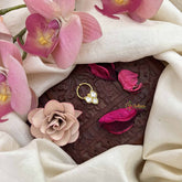 Vriksham Leaf Style Gold-Toned Kundan Jadau With White Septum Ring-J3905