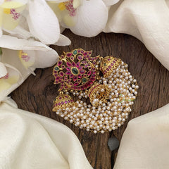 Vriksham Dual Peacock Pearl Bun Billai-Jada Billai-Red Green-G17202