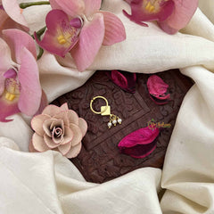 Vriksham Diagonal Style Gold-Toned Kundan Jadau With White Red Septum Ring-Pearls-J3911