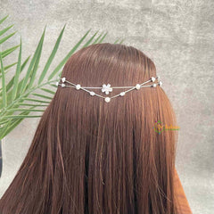 Vriksham Double Strand Floral With Pearl Vine Hair Vine-G22078