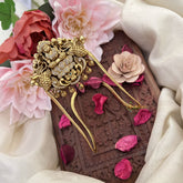 Vriksham Ad Stone Peacock Lakshmi Vangi / Armlets-Gold Beads-G18163