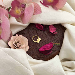 Vriksham Lotus Style Gold-Toned Kundan Jadau With White Green & Red Septum Ring-J3909