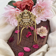 Vriksham Ad Stone Peacock Lakshmi Vangi / Armlets-Gold Beads-G18163