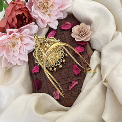 Vriksham Ad Stone Lakshmi Vangi / Armlets-Green-Gold Beads-G18165