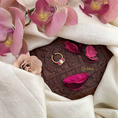 Vriksham Lotus Style Gold-Toned Kundan Jadau With White Red Septum Ring-J3907