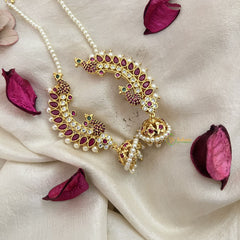 Vriksham Traditional Peacock Earcuff Earrings-Pearl-G19212