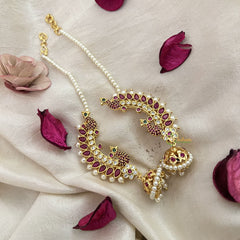 Vriksham Traditional Peacock Earcuff Earrings-Pearl-G19212