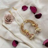 Vriksham Elegant Peacock With Accent Stone Ear cuff Jhumkas Earrings-Pearl-G19221