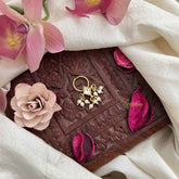 Vriksham White Center With Pearl Clusters Gold-Toned Kundan Jadau Septum Ring-J3919