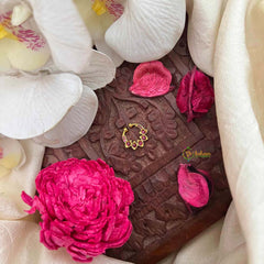 Vriksham Classic 5 Leaf Gold-Plated Flower Style Septum Ring-Red-G21476