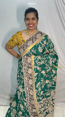 Vriksham Dark Green Kalamkari Saree With Gatti Border-VS4395