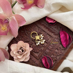 Vriksham White Center With Pearl Clusters Gold-Toned Kundan Jadau Septum Ring-J3919