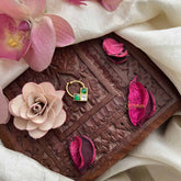 Vriksham Triangle Style Gold-Toned Kundan Jadau With White Green Septum Ring-J3896