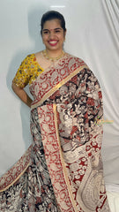 Vriksham Black Kalamkari Saree With Gatti Border-VS4387