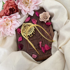 Vriksham Gold look Alike Lakshmi Vangi / Armlets-Green Red-Gold Beads-G18166