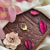 Vriksham Triangle Style Gold-Toned Kundan Jadau With White Red Septum Ring-J3898