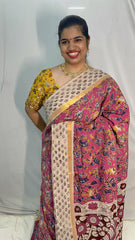 Vriksham Pink Kalamkari Saree With Gatti Border-VS4404