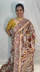 Vriksham Yellow Kalamkari Saree With Gatti Border-VS4401