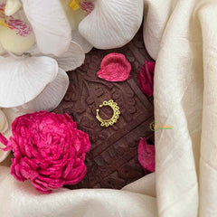 Vriksham Peacock Feather Gold-Plated Flower Style Septum Ring- Red White & Green-G21469