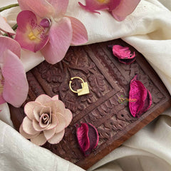 Vriksham Triangle Style Gold-Toned Kundan Jadau With White Green & Red Septum Ring-J3897