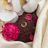 Vriksham Peacock Feather Gold-Plated Flower Style Septum Ring- Red White-G21468