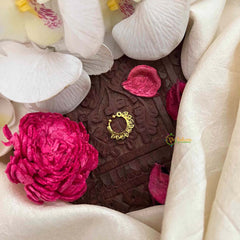 Vriksham Peacock Feather Gold-Plated Flower Style Septum Ring- Red White-G21468