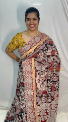 Vriksham Black Kalamkari Saree With Gatti Border-VS4400
